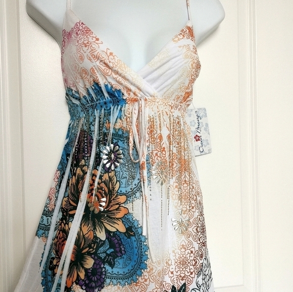 NWT Exist USA Sundress Beach Dress White Blue Coverup - Picture 6 of 11